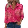 Zeagoo Button Down Shirts for Women 3/4 Sleeve Tops V Neck Collared Blouses Business Casual Outfits S-2XL(Cx320)