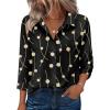 Zeagoo Button Down Shirts for Women 3/4 Sleeve Tops V Neck Collared Blouses Business Casual Outfits S-2XL(Jh601)