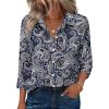 Zeagoo Button Down Shirts for Women 3/4 Sleeve Tops V Neck Collared Blouses Business Casual Outfits S-2XL(Mz473)