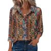 Zeagoo Button Down Shirts for Women 3/4 Sleeve Tops V Neck Collared Blouses Business Casual Outfits S-2XL(Mz721)