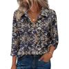 Zeagoo Button Down Shirts for Women 3/4 Sleeve Tops V Neck Collared Blouses Business Casual Outfits S-2XL(Mz869)