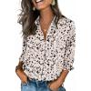 Zeagoo Button Down Shirts for Women 3/4 Sleeve Tops V Neck Collared Blouses Business Casual Outfits S-2XL(Sa1)