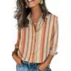 Zeagoo Button Down Shirts for Women 3/4 Sleeve Tops V Neck Collared Blouses Business Casual Outfits S-2XL(Tw720)