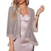 Zeagoo Kimono Cardigans for Women 3/4 Sleeves Open Front Lightweight Shrug Lace Bolero for Evening Dresses(Beige)