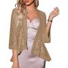 Zeagoo Kimono Cardigans for Women 3/4 Sleeves Open Front Lightweight Shrug Lace Bolero for Evening Dresses(Khaki)