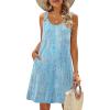 Zeagoo Summer Dresses for Women Boho Beach Dress Sleeveless Sundresses with Pockets Casual Loose Tank Tshirt Sun Dress(Blue Floral Print)