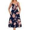 Zeagoo Women 2026 Summer Adjustable Spaghetti Strap Sundress Casual Ruched Floral V Neck Midi Flowy Beach Dress with Pockets(Black Pink Floral)