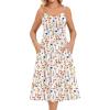 Zeagoo Women 2026 Summer Adjustable Spaghetti Strap Sundress Casual Ruched Floral V Neck Midi Flowy Beach Dress with Pockets(Colorful Floral)