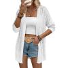 Zeagoo Womens 2026 Summer Crochet Cardigan Sweaters Lightweight Long Sleeve Open Front Kimono Boho Knit Cover Ups(A_white)