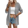 Zeagoo Womens 2026 Summer Crochet Cardigan Sweaters Lightweight Long Sleeve Open Front Kimono Boho Knit Cover Ups(Grey)