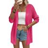 Zeagoo Womens 2026 Summer Crochet Cardigan Sweaters Lightweight Long Sleeve Open Front Kimono Boho Knit Cover Ups(Hot Pink)