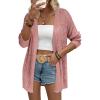 Zeagoo Womens 2026 Summer Crochet Cardigan Sweaters Lightweight Long Sleeve Open Front Kimono Boho Knit Cover Ups(Pink)