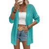 Zeagoo Womens 2026 Summer Crochet Cardigan Sweaters Lightweight Long Sleeve Open Front Kimono Boho Knit Cover Ups(Teal)