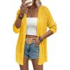 Zeagoo Womens 2026 Summer Crochet Cardigan Sweaters Lightweight Long Sleeve Open Front Kimono Boho Knit Cover Ups(Yellow)