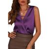 Zeagoo Womens Silk Satin Tank Tops V-Neck Sleeveless Camisole Tops Summer Cami Tank Dressy Tops(Purple)