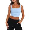 Zeagoo Womens Sleeveless Square Neck Casual Basic Crop Tank Top, Light Blue, Small