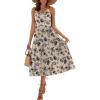 Zeagoo Womens Summer Dress Casual Flutter Boho Floral V Neck Flowy Midi A-Line Beach Vacation Sundresses with Pockets(Beige)
