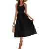 Zeagoo Womens Summer Dress Casual Flutter Boho Floral V Neck Flowy Midi A-Line Beach Vacation Sundresses with Pockets(Black)