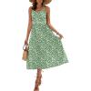 Zeagoo Womens Summer Dress Casual Flutter Boho Floral V Neck Flowy Midi A-Line Beach Vacation Sundresses with Pockets(Green)