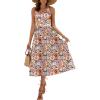 Zeagoo Womens Summer Dress Casual Flutter Boho Floral V Neck Flowy Midi A-Line Beach Vacation Sundresses with Pockets(Multicolor)