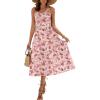 Zeagoo Womens Summer Dress Casual Flutter Boho Floral V Neck Flowy Midi A-Line Beach Vacation Sundresses with Pockets(Pink Floral)