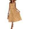 Zeagoo Womens Summer Dress Casual Flutter Boho Floral V Neck Flowy Midi A-Line Beach Vacation Sundresses with Pockets(Yellow)
