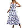 Zeagoo Womens Summer Maxi Dress Spaghetti Strap Casual Printed Dress Boho Floral Beach Sundress,(Floral-2)