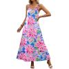 Zeagoo Womens Summer Maxi Dress Spaghetti Strap Casual Printed Dress Boho Floral Beach Sundress,(Floral-5)