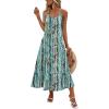Zeagoo Womens Summer Maxi Dress Spaghetti Strap Casual Printed Dress Boho Floral Beach Sundress,(Pattern-4)