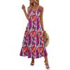Zeagoo Womens Summer Maxi Dress Spaghetti Strap Casual Printed Dress Boho Floral Beach Sundress,(Pattern-6)