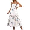 Zeagoo Womens Summer Maxi Dress Spaghetti Strap Casual Printed Dress Boho Floral Beach Sundress,(White Floral)