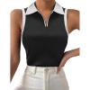 Zeagoo Womens Tank Tops 2024 Casual V Neck Sleeveless Blouses Slim Fit UPF 50+ Polo Shirts XS-XXL(Black)