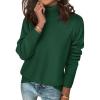 Zeagoo Women’s Turtleneck Sweater Long Sleeve Spilt Hem Casual Knit Pullover Chunky Fall Winter Jumper Top 2026(Green)