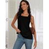 zeagoo Tank Tops for Women 2026 Summer Square Neck Loose Fit Side Split Casual Flowy Sleeveless Shirts S-XXL(Black)