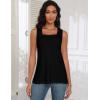 zeagoo Tank Tops for Women 2026 Summer Square Neck Loose Fit Side Split Casual Flowy Sleeveless Shirts S-XXL(Black&gray)