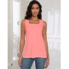 zeagoo Tank Tops for Women 2026 Summer Square Neck Loose Fit Side Split Casual Flowy Sleeveless Shirts S-XXL(Black&pink)