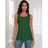 zeagoo Tank Tops for Women 2026 Summer Square Neck Loose Fit Side Split Casual Flowy Sleeveless Shirts S-XXL(Dark Green)