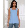 zeagoo Tank Tops for Women 2026 Summer Square Neck Loose Fit Side Split Casual Flowy Sleeveless Shirts S-XXL(Navy Blue)