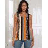 zeagoo Tank Tops for Women 2026 Summer Square Neck Loose Fit Side Split Casual Flowy Sleeveless Shirts S-XXL(Orange Black Stripe)