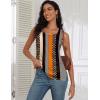 zeagoo Tank Tops for Women 2026 Summer Square Neck Loose Fit Side Split Casual Flowy Sleeveless Shirts S-XXL(Orange Black Stripe)