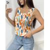 zeagoo Tank Tops for Women 2026 Summer Square Neck Loose Fit Side Split Casual Flowy Sleeveless Shirts S-XXL(Orange Green Color Blocked)