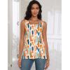zeagoo Tank Tops for Women 2026 Summer Square Neck Loose Fit Side Split Casual Flowy Sleeveless Shirts S-XXL(Orange Green Color Blocked)