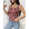 zeagoo Tank Tops for Women 2026 Summer Square Neck Loose Fit Side Split Casual Flowy Sleeveless Shirts S-XXL(Red White Flower)
