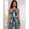 zeagoo Tank Tops for Women 2026 Summer Square Neck Loose Fit Side Split Casual Flowy Sleeveless Shirts S-XXL(White Leaf)