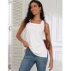 zeagoo Tank Tops for Women 2026 Summer Square Neck Loose Fit Side Split Casual Flowy Sleeveless Shirts S-XXL(White&white)