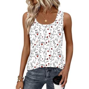 Zeagoo Tank Top for Women Summer Loose Fit Casual Flowy Sleeveless Tops Trendy Scoop Neck Basic Shirts Tee 2026(Sf224-floral White)