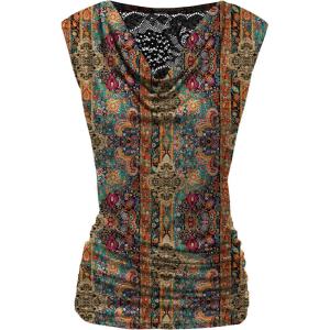 Zeagoo Tank Top for Women Trendy Going Out Tops Sleeveless Shirts Ruched Business Casual Basic Tunic Tops(Floral Mz721)