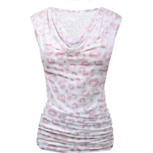 Zeagoo Tank Top for Women Trendy Going Out Tops Sleeveless Shirts Ruched Business Casual Basic Tunic Tops(Pink Leopard Print)