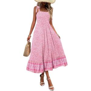Zeagoo Women Summer Maxi Dress with Pockets 2025 Spaghetti Strap Sundress Casual Flowy Boho Dress Floral Tiered Beach Dress(Pattern-3)