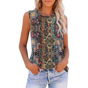 Zeagoo Womens 2026 Tank Tops Casual Crewneck Sleeveless T Shirts Loose Fit Summer Tunic Blouse(1-mz721)